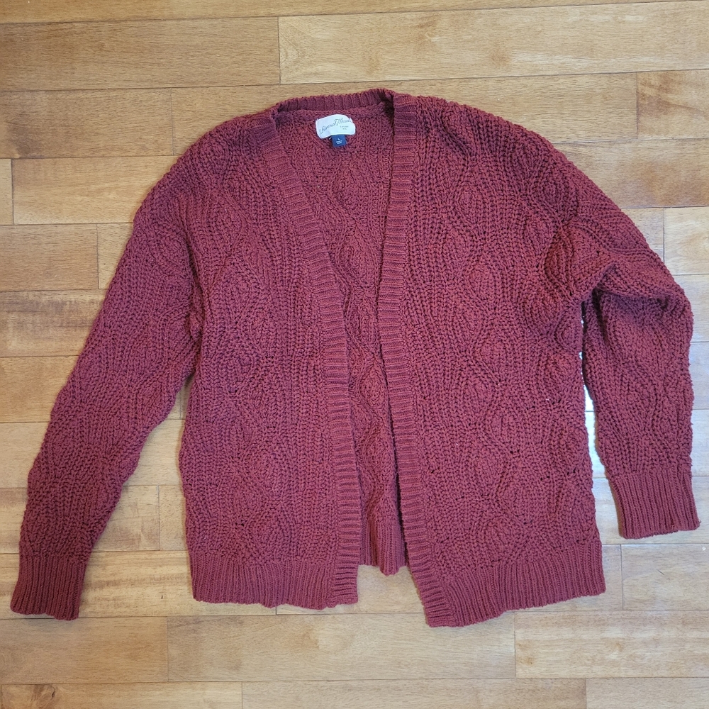 Universal Thread Rust Cable Knit Open Cardigan Sm… - image 3